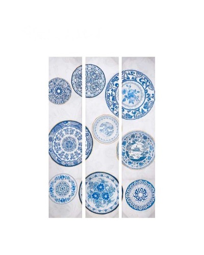 Paravent Toile Bleu-Blanc 122x2,5x180 cm pour l'Intimité
