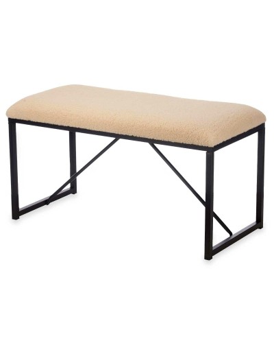 Panca Beige di Metallo e Tessuto per Ingressi e Camerette - 81 x 42 x 38 cm