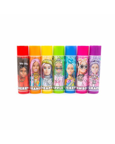 Barbie Bálsamo Labial con Color para Niñas - Set de 7 Piezas - Hidratación y Color
