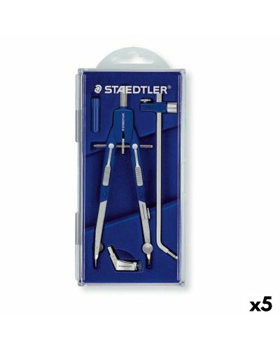 Staedtler Mars Quickwbow: Blau Silberner Zirkel - 5-teiliges Set für technisches Zeichnen
