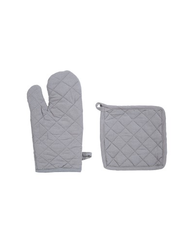 Atmosphera | Set Guante y Manopla de Cocina Gris Algodón | Cocina Casera
