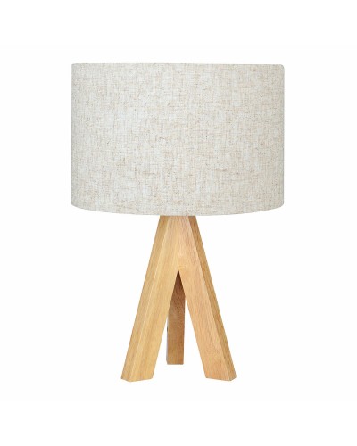 Lámpara de Mesa EDM de Madera y Tela, 18x18x30 cm, Casquillo E27
