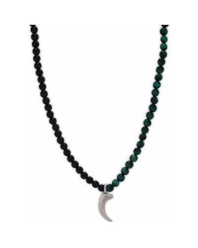 Collier Homme Police Acier Inoxydable Noir - Chaîne 70+20cm - Style Tendance
