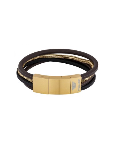 Bracelet Police Homme Cuir Noir PJ26551BSG.02 Réglable 19-21cm
