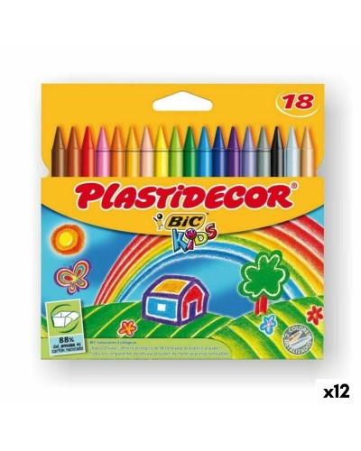 Stabilo Plastidecor : Crayons de Cire Multicolores - Set de 12 Pièces, Facile à Tailler
