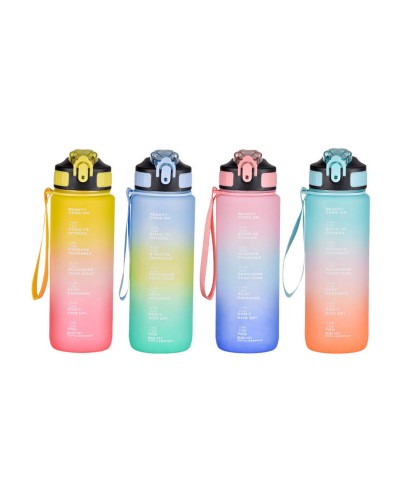 Bewinner Botella 600ml Multicolor - Tapa y Pajita - Portátil Deporte
