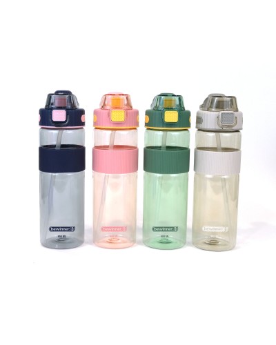 Fles met deksel en rietje Bewinner Multicolour Transparant 900 ml