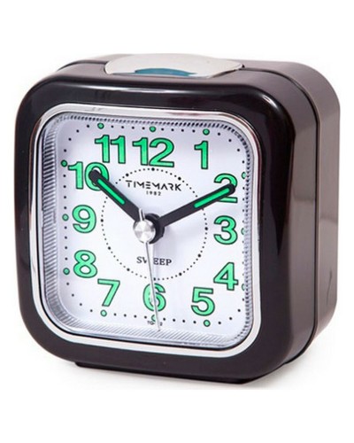 Reloj-Despertador Analógico Timemark Negro Silencioso con sonido Modo noche (7.5 x 8 x 4.5 cm)