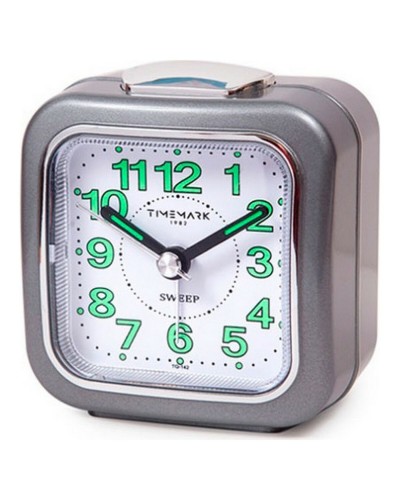 Reloj-Despertador Analógico Timemark Gris Silencioso con sonido Modo noche (7.5 x 8 x 4.5 cm)