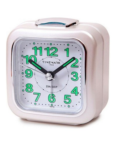 Analoger Wecker Timemark Weiß Leise mit ton Nachtbetrieb (7.5 x 8 x 4.5 cm)