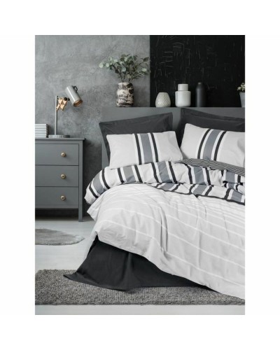 Parure de couette Blanc Gris 220 x 240 cm