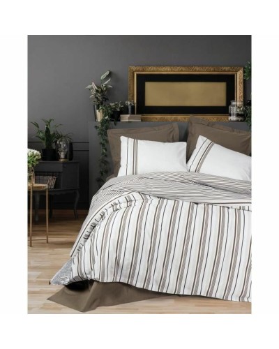 Duvet cover set White Brown 220 x 240 cm