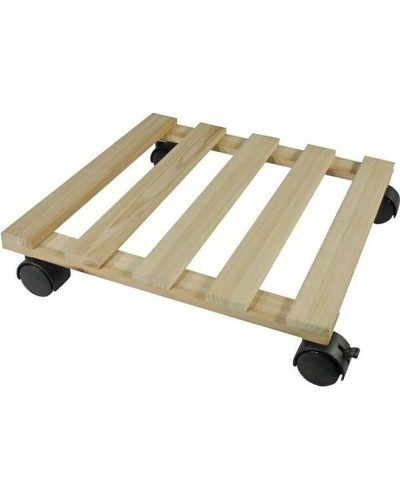 Blompall med hjul Nature Naturell Granträ (35 x 35 x 7,4 cm)