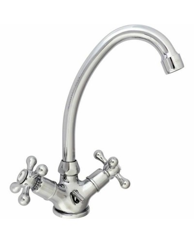 Grifo Bimando Rousseau Beverley Metal Acero Inoxidable Latón