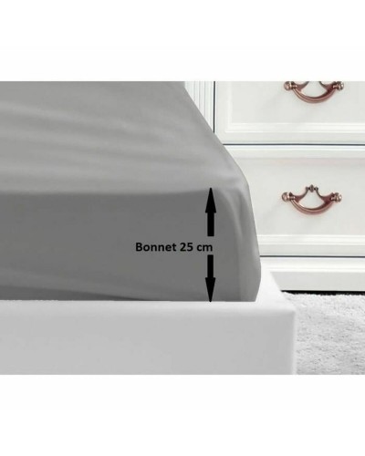 Drap housse Lovely Home Gris Gris clair Lit double 160 x 200 cm