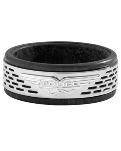 Anillo Hombre Police Acero Inoxidable Negro/Plata Talla 22 - Diseño Moderno
