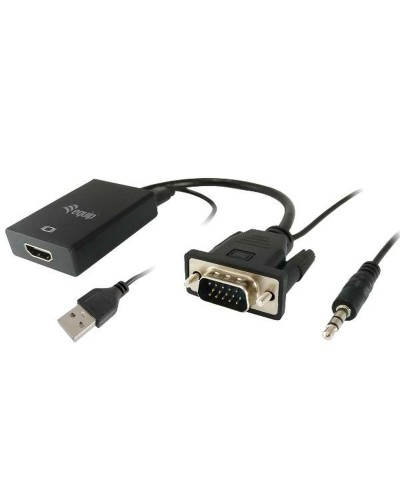 Adapter VGA naar HDMI met Audio Equip 119038 Zwart 20 cm