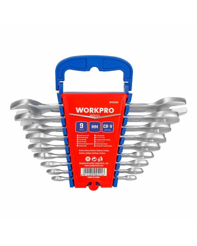 Set of open ended spanners Workpro 9 Pieces