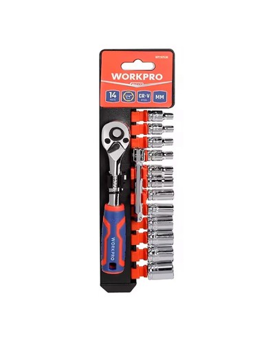 Socket set Workpro 1/4" 14 Pieces