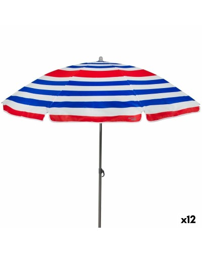Strandparasol Aktive Blauw Rood Multicolour Zilverkleurig Ø 160 cm 160 x 167 x 160 cm (12 Stuks)