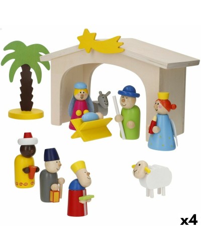 Kerststal set Woomax Hout plywood 23 x 16 x 11 cm (4 Stuks)