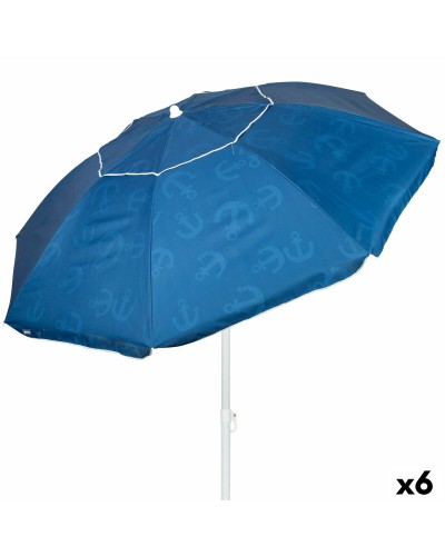 Strandparasol Aktive Blauw 220 x 210 x 220 cm (6 Stuks)
