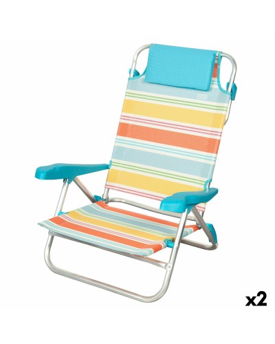 Silla de Playa Aktive Multicolor 48 x 90 x 60 cm (2 Unidades)