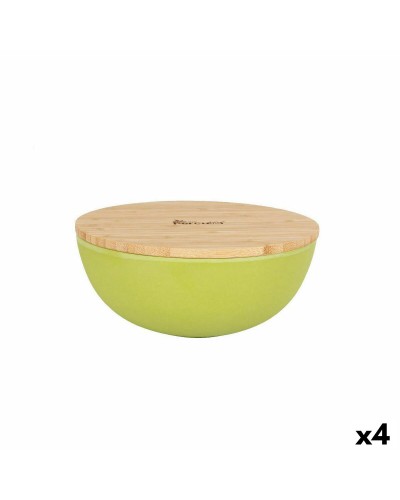 Cuenco Percutti Melamina Marrón Verde 18,9 x 18,9 x 8,5 cm Bambú (4 Unidades)
