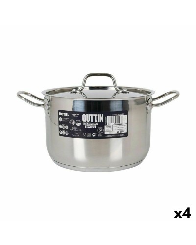 Olla con Tapa Quttin Hotel Acero Ø 22 x 14 cm (4 Unidades)