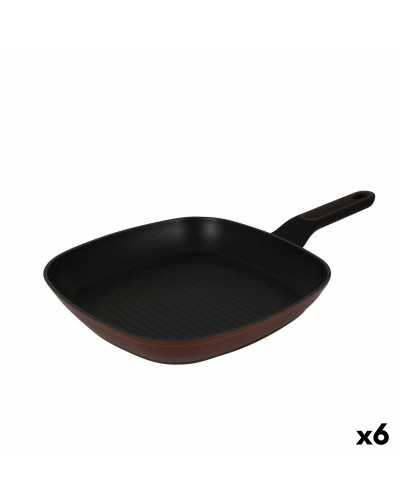 Poêle à Griller Lisse Quttin Sahara Aluminium forgé Marron 48 x 29 x 4,5 cm (6 Unités)