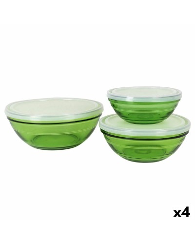 Set di Ciotole Duralex   Verde Con coperchio 3 Pezzi (4 Unità)