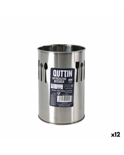 Gefäß für Küchenutensilien Quttin Edelstahl 10 x 15 x 10 cm Silberfarben (12 Stück)