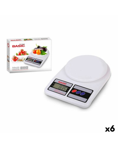 bilancia da cucina Basic Home Digitale 7 kg Bianco 23 x 16 x 3,6 cm (6 Unità)