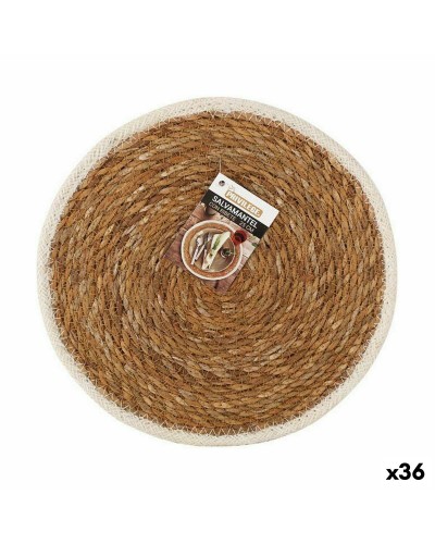 Table Mat Privilege Marine algae Brown With trim Ø 25 cm (36 Units)