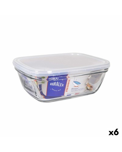Rechteckige Lunchbox mit Deckel Duralex Freshbox Durchsichtig 1,7 L 21,5 x 16,5 x 8 cm (6 Stück)