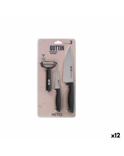 Messerset Quttin Nero Schwarz 3 Stücke (12 Stück)