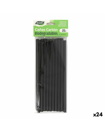 Trinkhalm wiederverwendbar Algon Schwarz 19,7 x 0,8 cm 20 Stücke 24 Stück