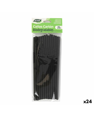 Herbruikbaar Drinkriet Algon Zwart 19,7 x 0,6 cm 25 Onderdelen 24 Stuks