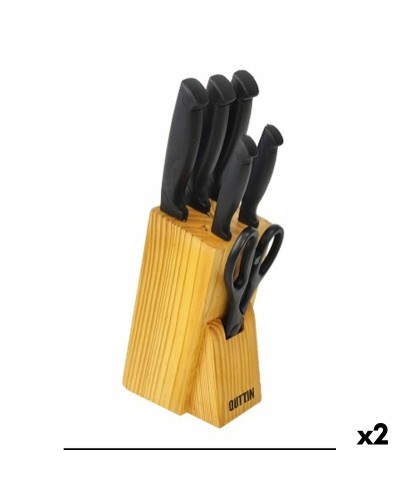 Set med köksknivar och hållare Quttin Nero Svart 7 Delar (2 antal)