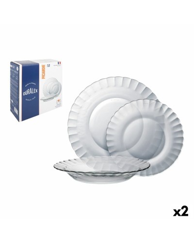 Serviesset Duralex Picardie Transparant 12 Onderdelen (2 Stuks)
