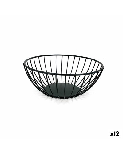 Brotkorb My Bar Schwarz Metall kreisförmig 20 x 8 cm (12 Stück)