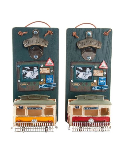 Ouvre-bouteille DKD Home Decor Self Serve Bois Métal (2 pcs) (26 x 12 x 9 cm)