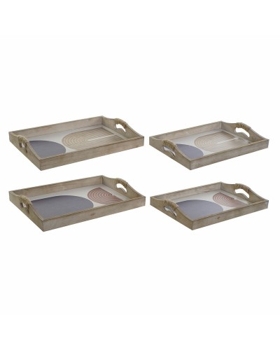 Tarjotin DKD Home Decor 40,6 x 30 x 6 cm Beige Sininen Puu MDF (2 osaa)