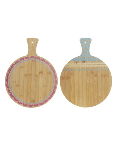 Tabla de cortar DKD Home Decor Tropical Natural Turquesa Granate 30 x 40 x 1 cm