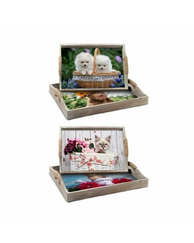 Tablettset DKD Home Decor Bunt 40 x 30 x 6 cm Holz MDF (2 Stück)