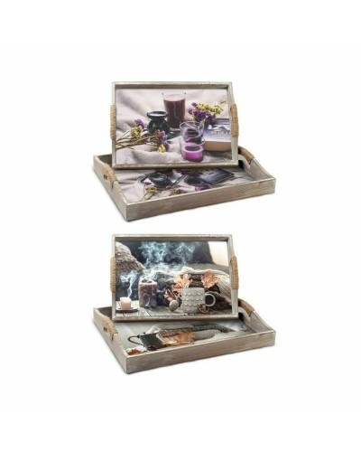 Jeux de plateaux DKD Home Decor Multicouleur 40 x 30 x 6 cm Bois MDF (2 Unités)