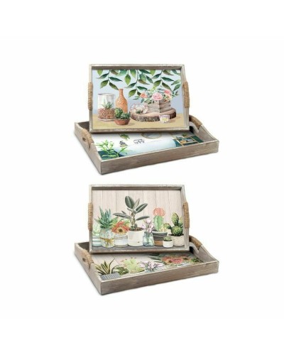 Set van trays DKD Home Decor 40 x 30 x 6 cm Hout MDF (2 Stuks)