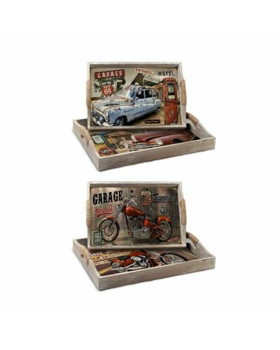 Set di Vassoi DKD Home Decor Multicolore Legno MDF 40 x 30 x 6 cm (2 Unità)