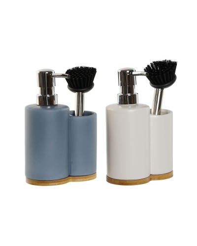 Diskmedelspump 2-i-1 DKD Home Decor Bambu Rostfritt stål Dolomite 11,5 x 6,5 x 18,5 cm (2 antal)