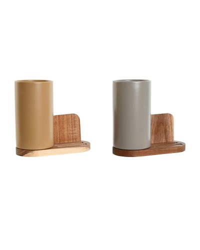 Kruka för köksredskap Home ESPRIT Akaciaträ Dolomite 20 x 9,5 x 18,5 cm (2 antal)